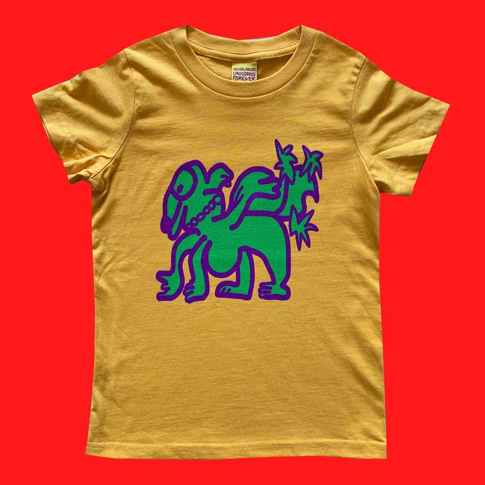 Colourful Illustration Kids T-shirt Reindeer Yellow