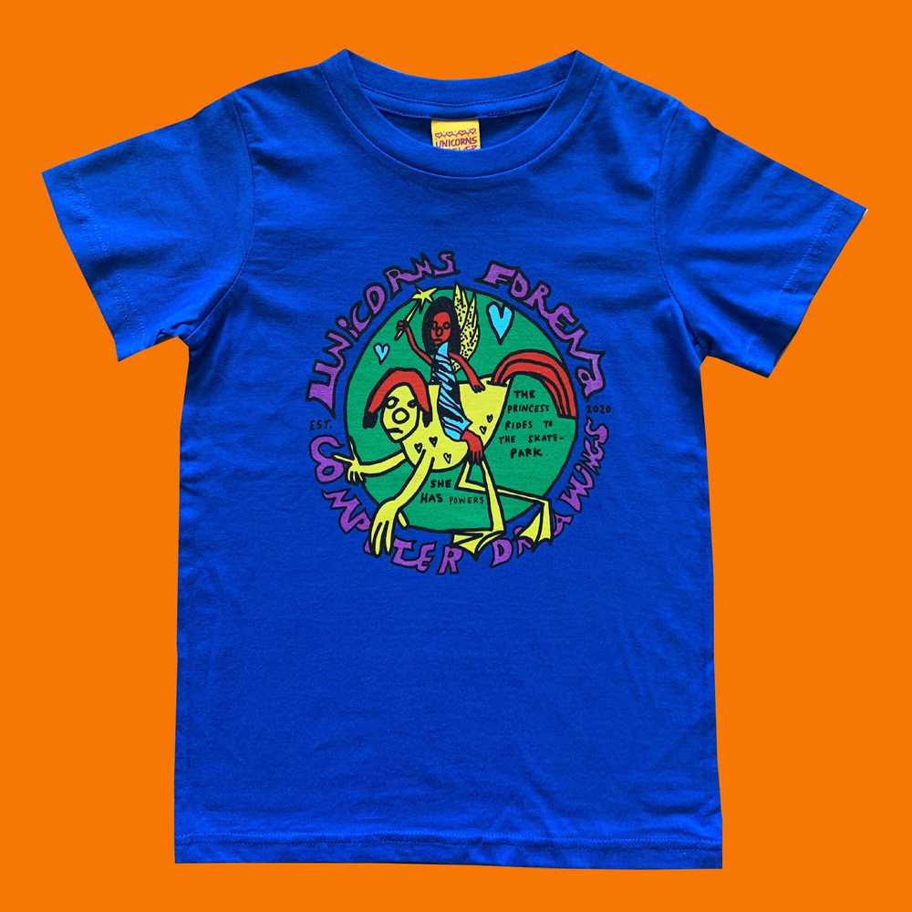 Colourful Illustration Kids T-shirt Princess Blue