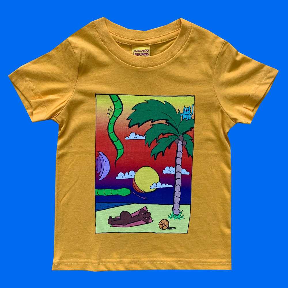 Colourful Illustration Kids T-shirt Snake Beach Yellow