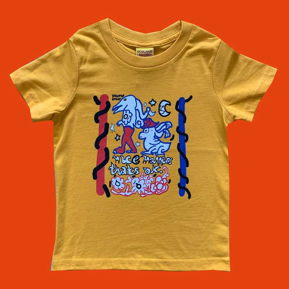 Colourful Illustration Kids T-shirt Animal Manners Yellow