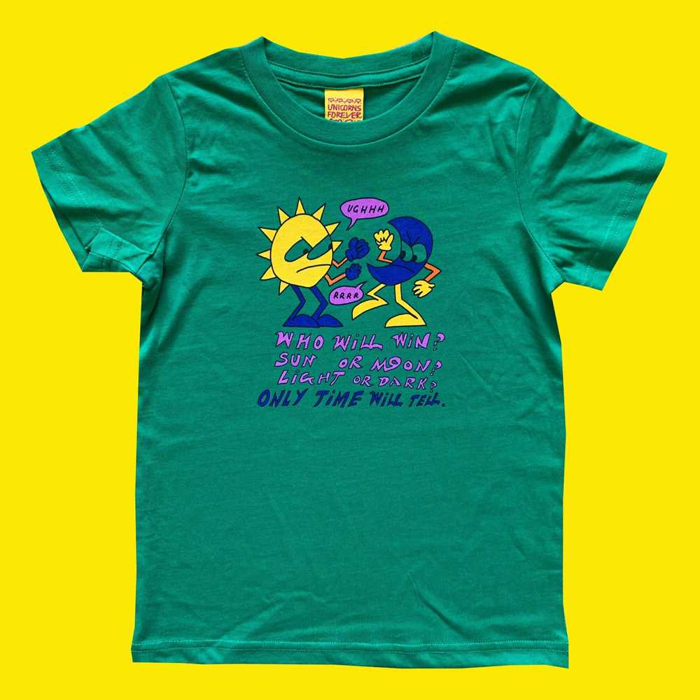 Colourful Illustration Kids T-shirt Sun Moon Green