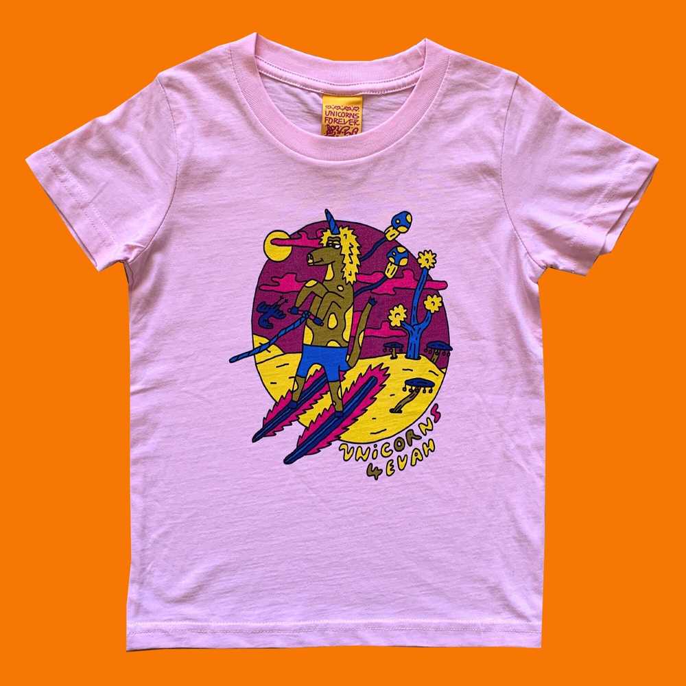 Colourful Illustration Kids T-shirt Unicorn Pink